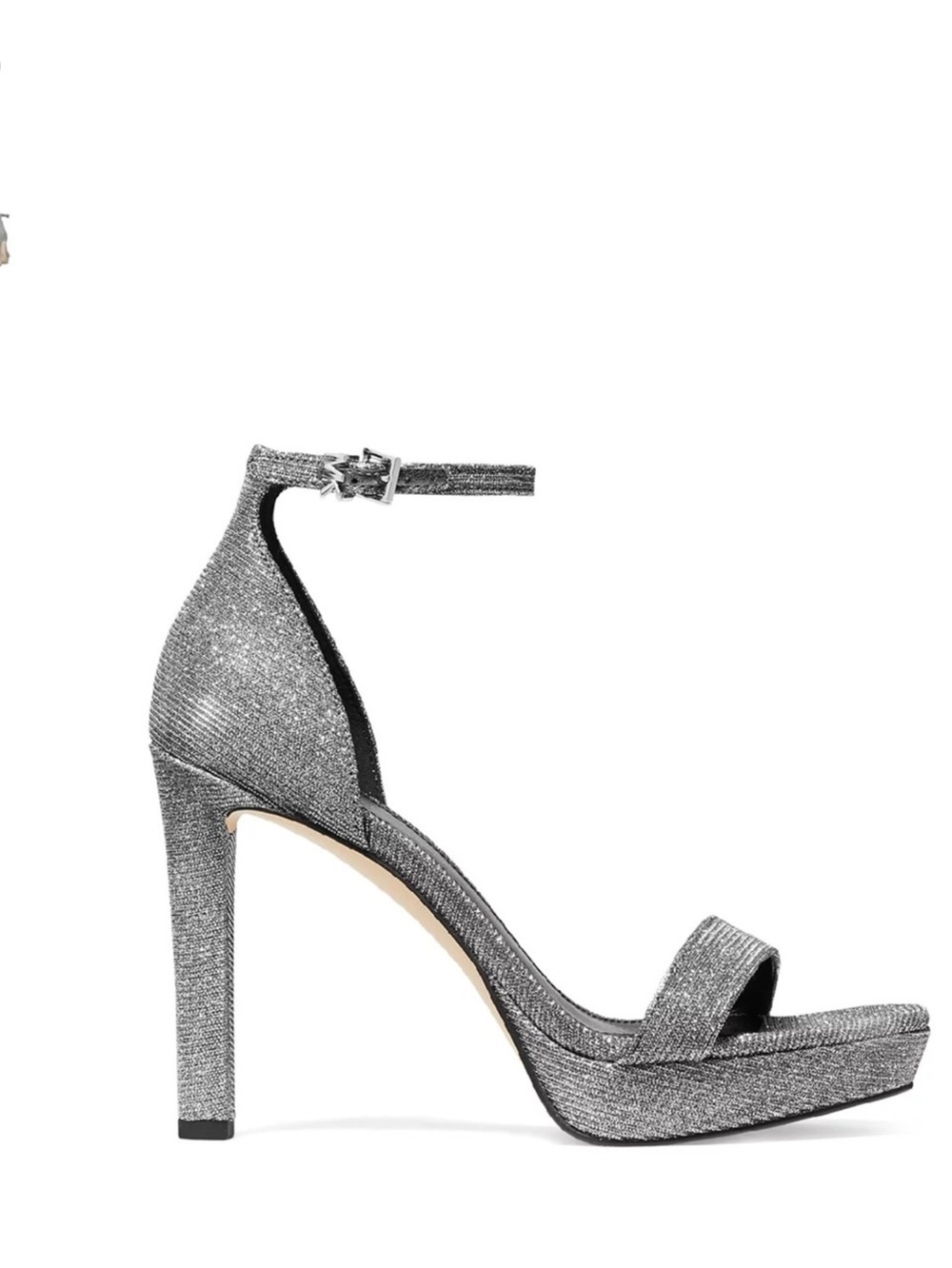 Michael Kors Women’s Silver Glitter Ankle-Strap Platform Heel Size 8.5